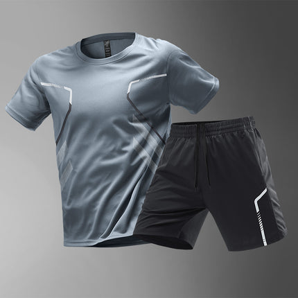 Men's Quick-Dry Breathable Short Sleeve Sports T-Shirt Gray Suit T-Shirt
