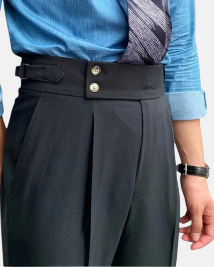 Men’s High-Rise Tailored Trousers Navy Pants