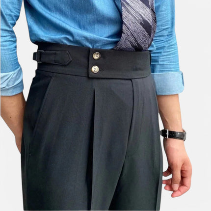 Men’s High-Rise Tailored Trousers Navy Pants