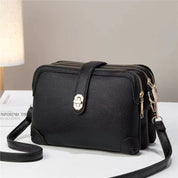 Elegant Multi-Layer Soft Leather Handbag Black Leather Bag