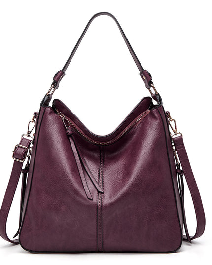Zipper Bucket Messenger Bag Dark Purple One Size (34 cm (W) × 30 cm (H) × 13 cm (D) Bag