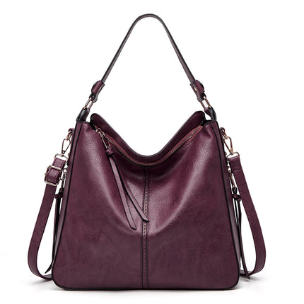 Zipper Bucket Messenger Bag Dark Purple One Size (34 cm (W) × 30 cm (H) × 13 cm (D) Bag