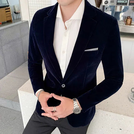 Ben | Soft-touch velvet blazer Dark Blue