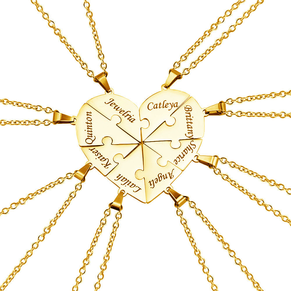 Family Heart Puzzle Necklace Gold 8 Necklace