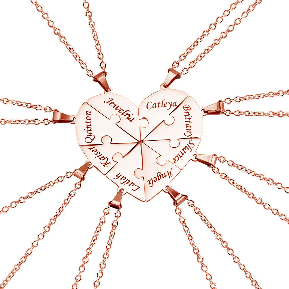 Family Heart Puzzle Necklace Rose Gold 8 Necklace