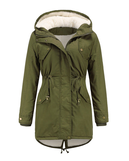 Insulated Fleece-Lined Winter Parka Jacket Green Winter Parka jacket