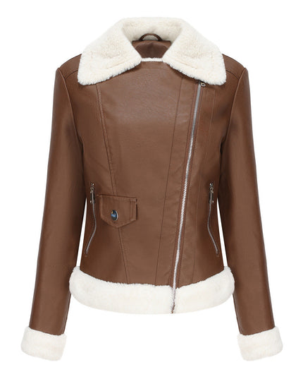 Women's Winter Leather Jacket Coffee Leather Jacket