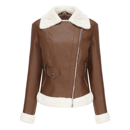 Women's Winter Leather Jacket Coffee Leather Jacket