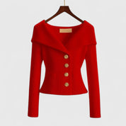Elegant Colorful Knit Cardigan Red Cardigan