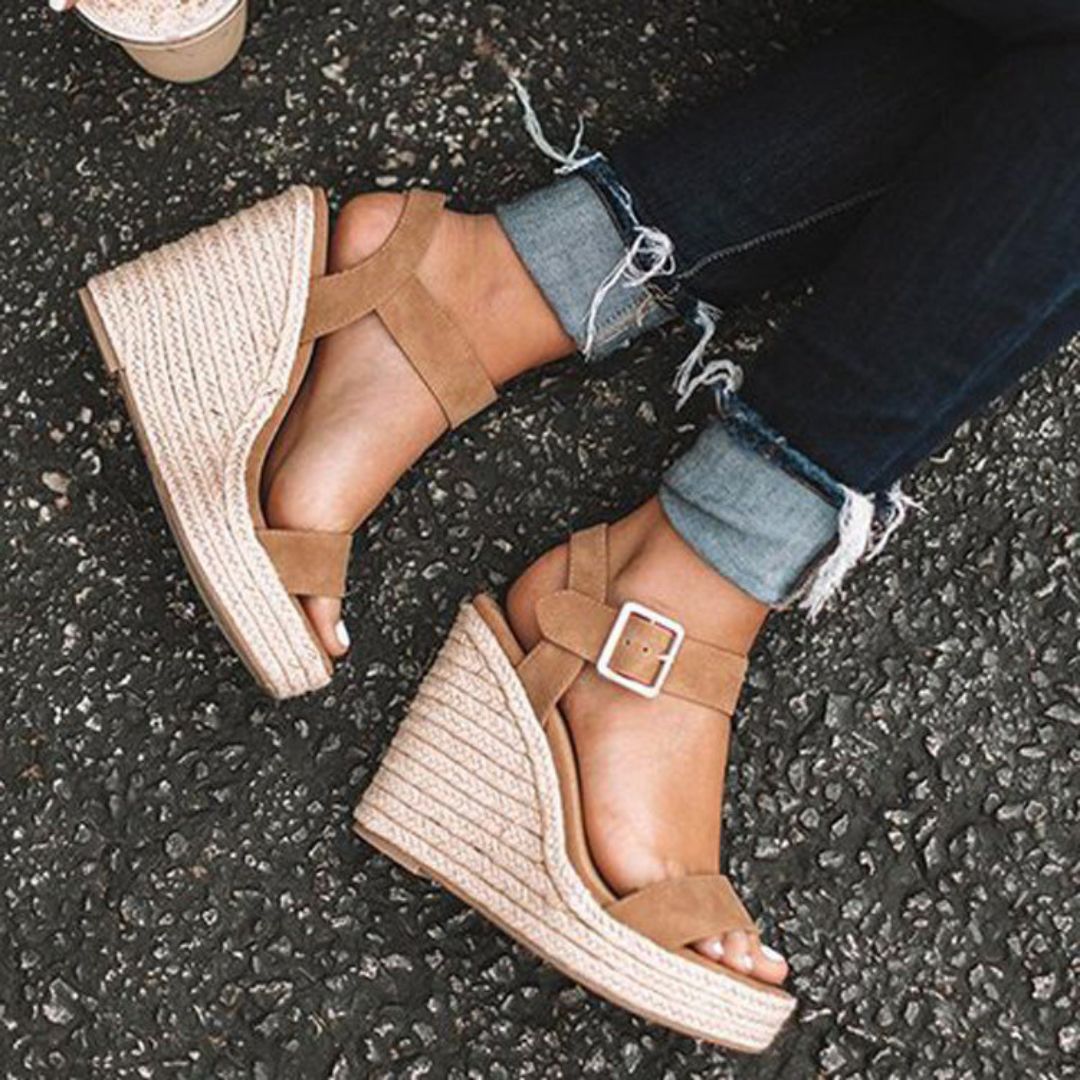 Summer Bliss Fiora Elegant Wedge Sandals with Strap Orthopedic Sandals