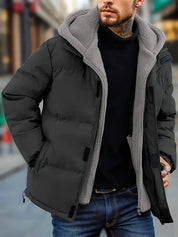 Winter Puffer Jacket with Fleece Lining Black Winter Puffer Jacket