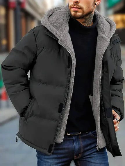 Winter Puffer Jacket with Fleece Lining Black Winter Puffer Jacket