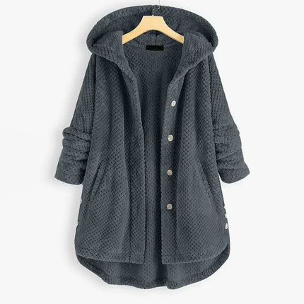 Cecily | Hooded Ribbed Coat Gray Coat