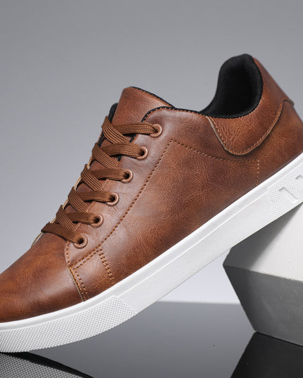 Men's Lace-Up Flat Casual Shoes Dark Brown Shoes