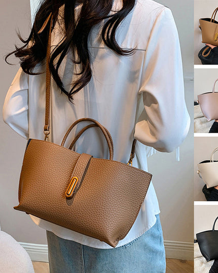 Women's Litchi Pattern Shoulder Bucket Bag – Stylish & Spacious Handbag Bag