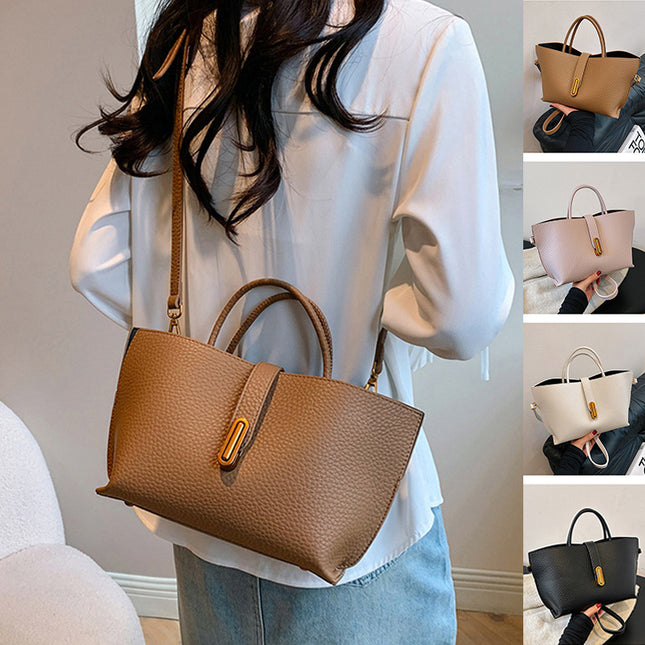 Women's Litchi Pattern Shoulder Bucket Bag – Stylish & Spacious Handbag Bag