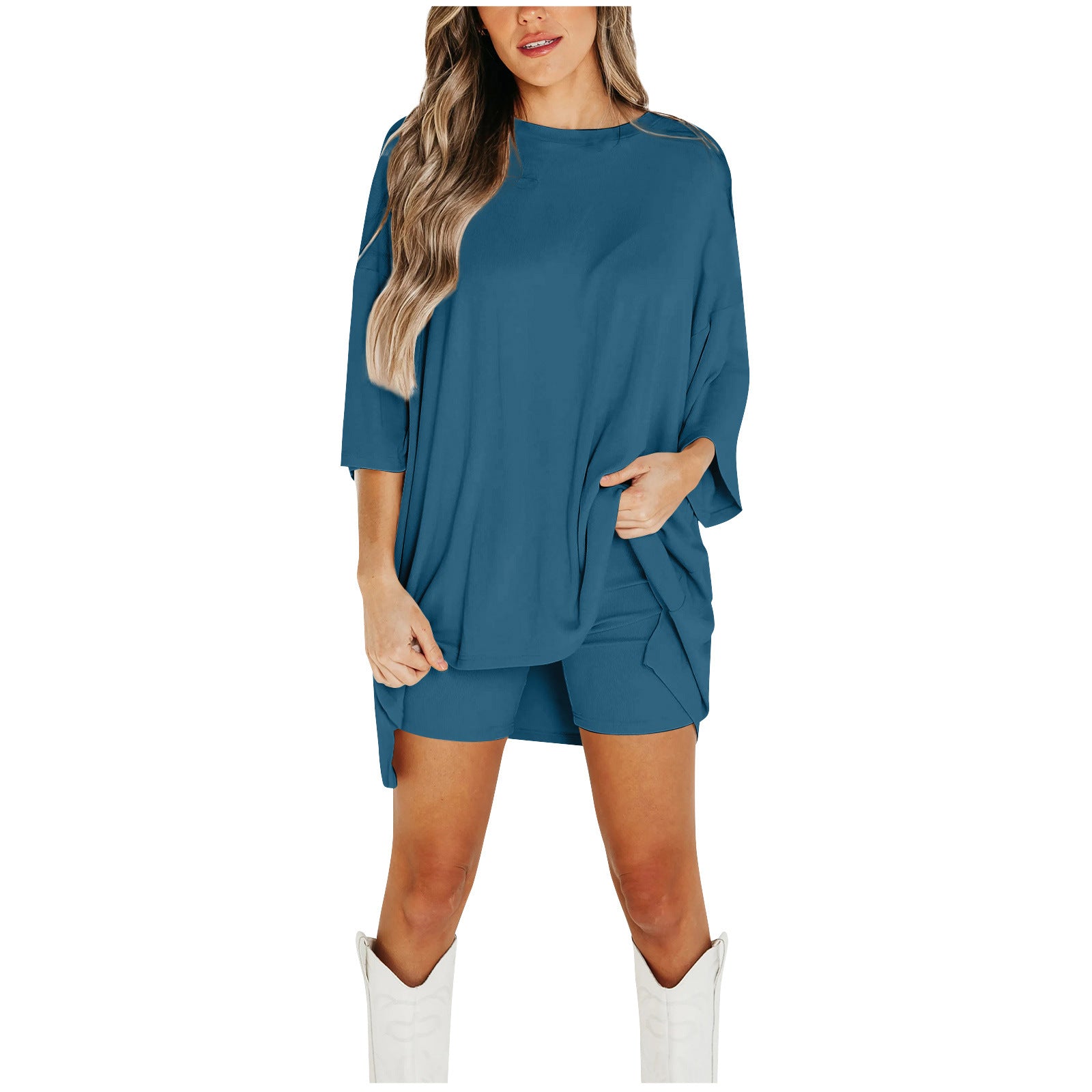 Stylish Summer Shorts Suit for Women - Comfortable Fashion Peacock Green Dresses