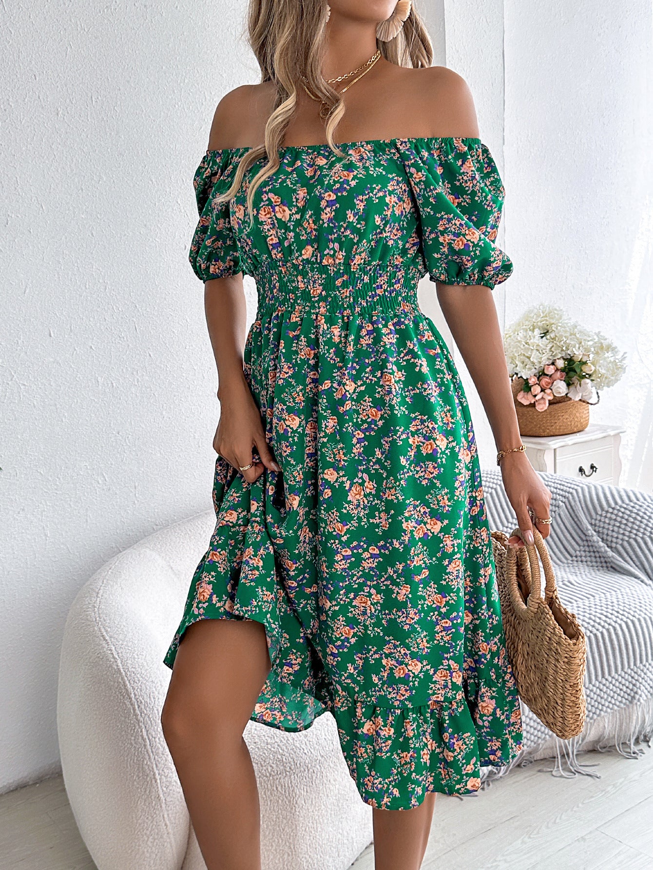 Floral Print Square Neck Dress Dresses