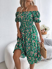 Floral Print Square Neck Dress Dresses