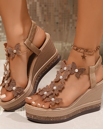 Alina Butterfly Wedge Sandals Khaki Sandals