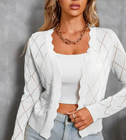 Women’s Cold‑Themed Cardigan Top White Cardigans