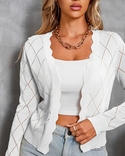 Women’s Cold‑Themed Cardigan Top White Cardigans