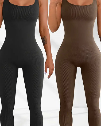 Women's Suspender Tank Top Tights Black and brown