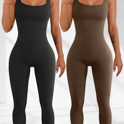 Women's Suspender Tank Top & Tights Set Black and brown Women's Tops
