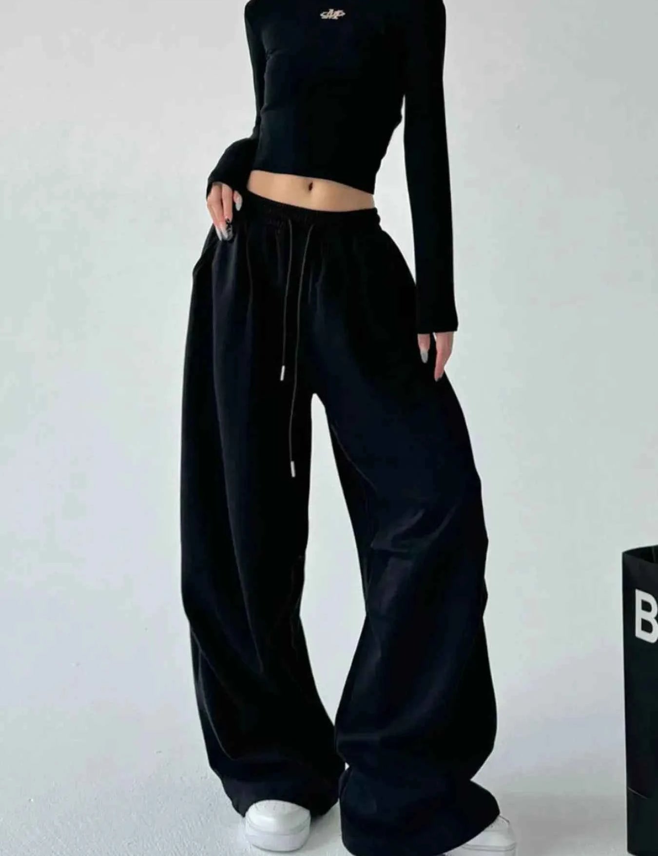 Oversized Wide Leg Drawstring Pants