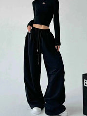 Oversized Wide Leg Drawstring Pants