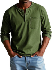 Archer Classic Henley Shirt Army Green Men's shirts