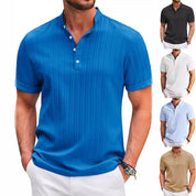 Men's Summer Stand Collar Button Short Sleeve Polo Shirt Polo Shirts