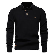 Men’s Zipper Stand Collar Knitted Sweater SW833 Black Men - Main - Winter