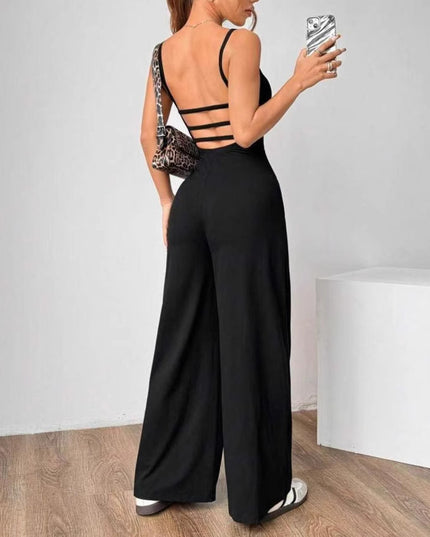 Cross Strap Backless Jumpsuit – Sleek & Comfortable for Summer Jumpsuit