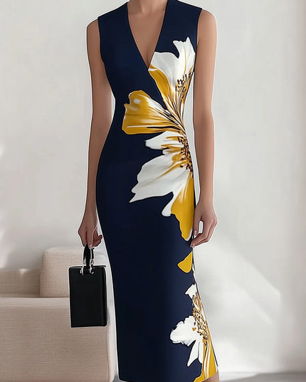 Jenny - V-Neck Sleeveless Dress Blue dress