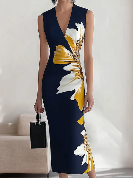 Jenny - V-Neck Sleeveless Dress Blue dress