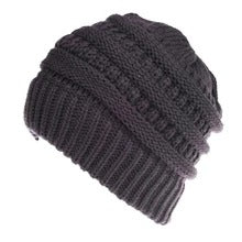 Women’s Mixed-Color Knitted Wool Ponytail Hat Grey Hats