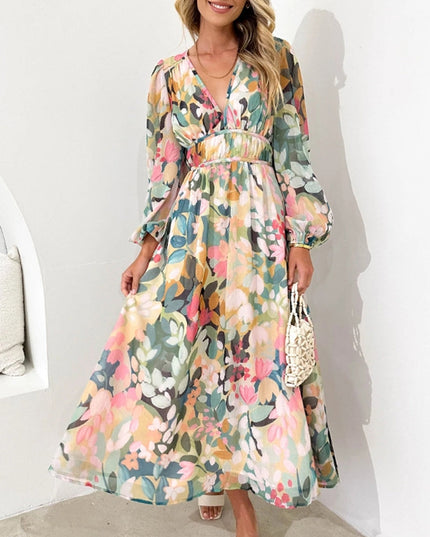 Carlotta™ | Elegant floral dress Green Dresses