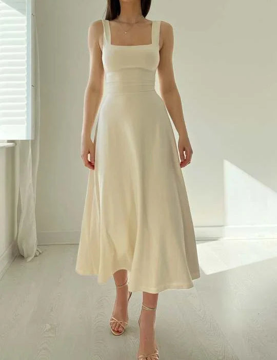 Yara | Stylish Midi Dress White Dresses