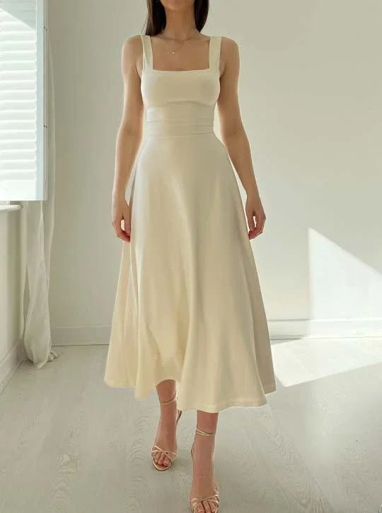 Yara | Stylish Midi Dress White Dresses