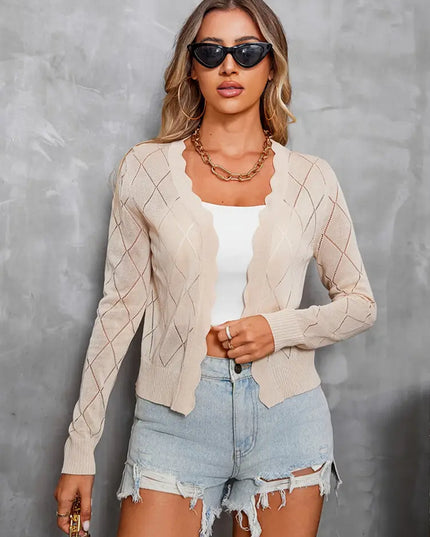 Women’s Cold‑Themed Cardigan Top Beige Cardigans