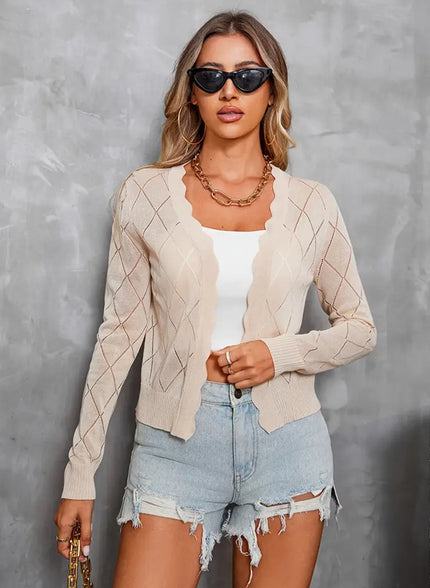 Women’s Cold‑Themed Cardigan Top Beige Cardigans