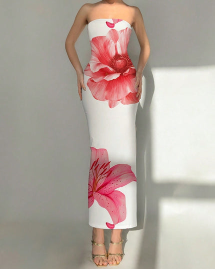 Women's Slim-Fit Floral Print Dress 5Color Dress