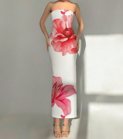 Women's Slim-Fit Floral Print Dress 5Color Dress