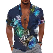 Men's 3D Printed Short Sleeve Lapel Shirt Shirts