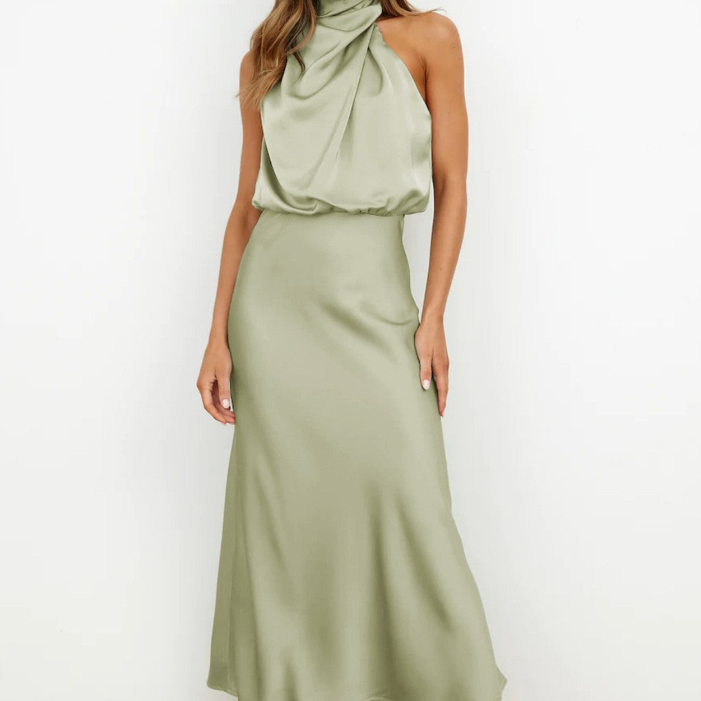 Elegant Sleeveless Summer Evening Party Dress Light Green Dresses