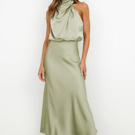 Elegant Sleeveless Summer Evening Party Dress Light Green Dresses