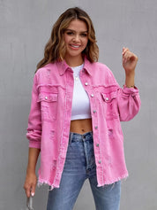 Oversized Denim Jacket Pink Jacket