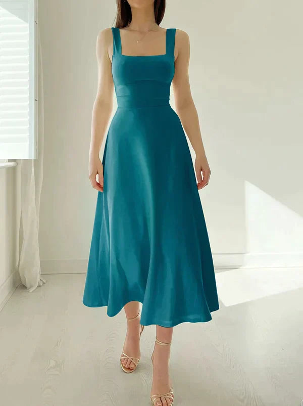Yara | Stylish Midi Dress Blue-Green Dresses