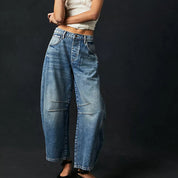 High-Stretch Mid-Rise Barrel Jeans Women Pants